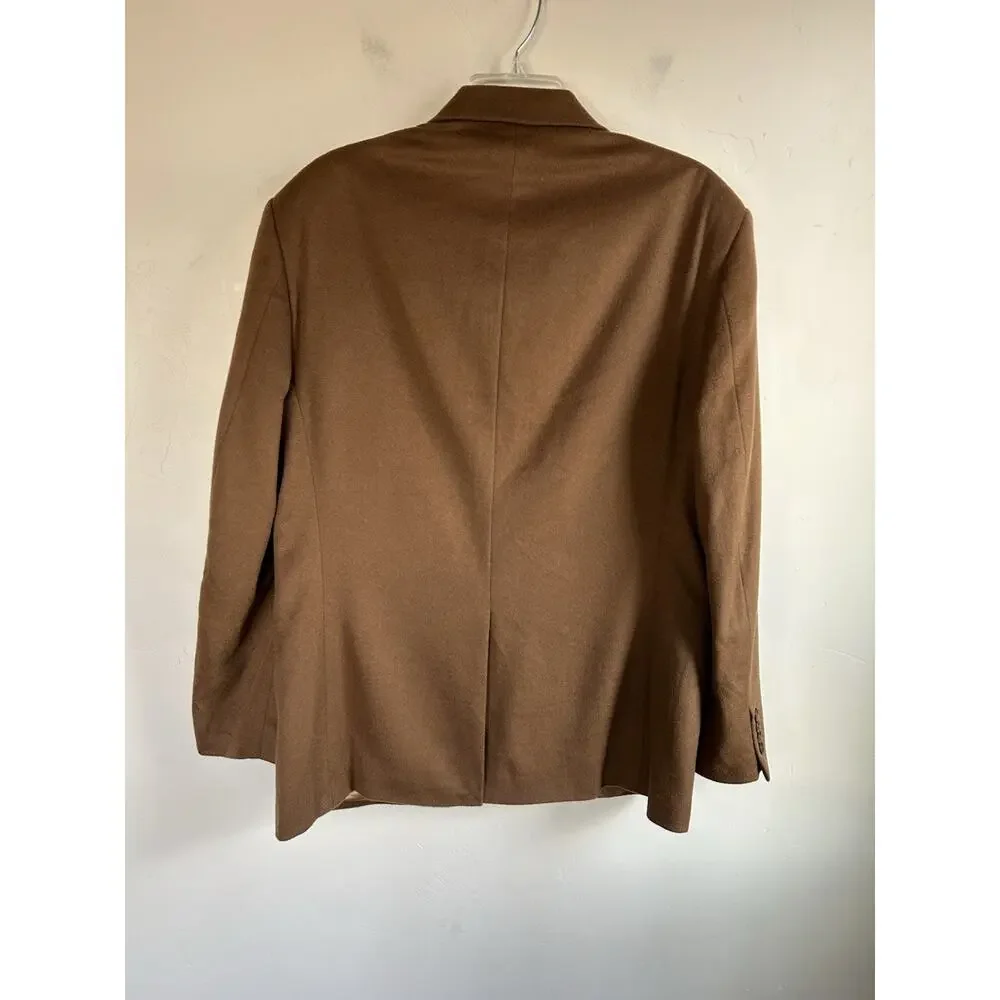 Cashmere Sport Coat Blazer Mens 42L Long Brown 2 Button Luxury Jacket